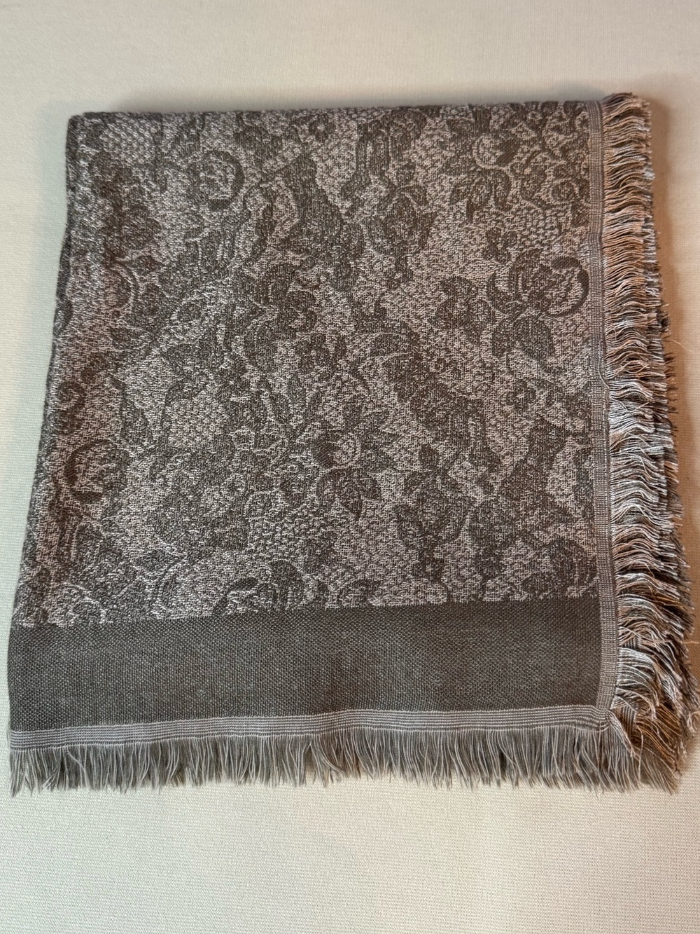 Italian Silk Wool Reversible Floral Scarf Wrap